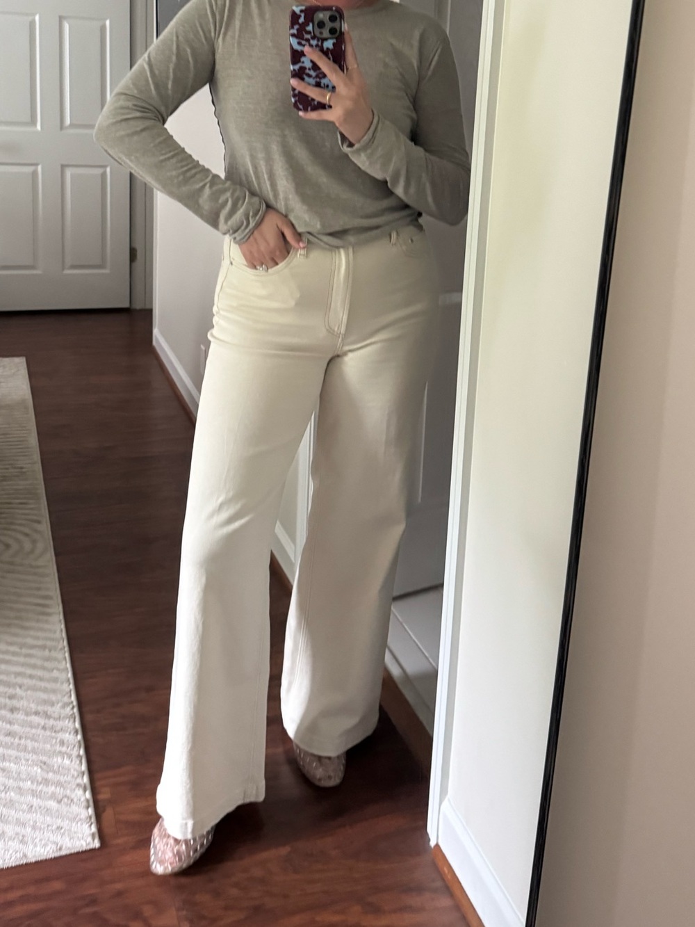 pistola Cream High-Rise Wide Leg Pants